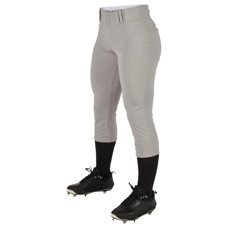CHAMPRO Women's Tournament Traditional Low-Rise Polyester Softball Pant, X-Large, Grey - Image 1